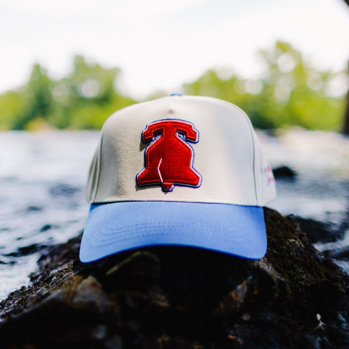 Curved Philadelphia Liberty Snapback Hat - Modern Blue
