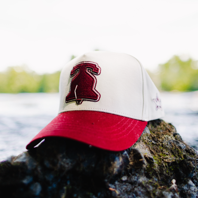 Curved Philadelphia Liberty Snapback Hat - Vintage Red