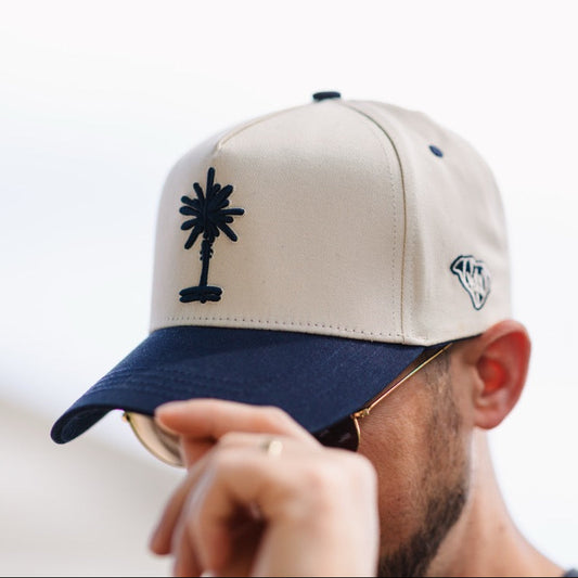 Curved Two-Tone Navy South Carolina Cotton Snapback Hat