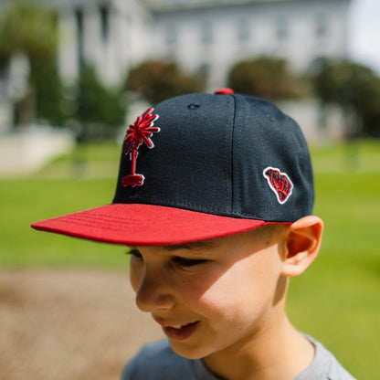 Kids Black + Garnet South Carolina Palmetto Snapback