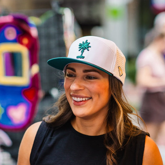 White/Teal SC Teal Palmetto Snapback