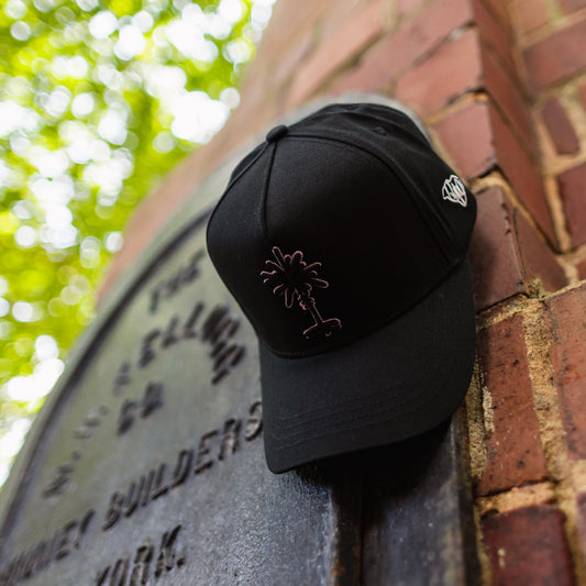 Curved Black South Carolina Palmetto Tree Snapback Hat