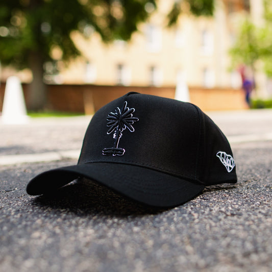 Curved Black South Carolina Palmetto Tree Snapback Hat