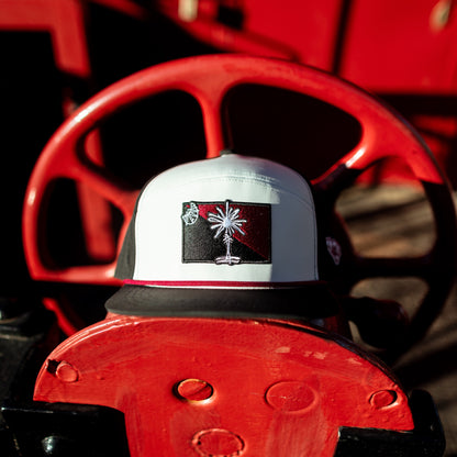Quick-Dry Garnet State Flag Palmetto Snapback - Black/White