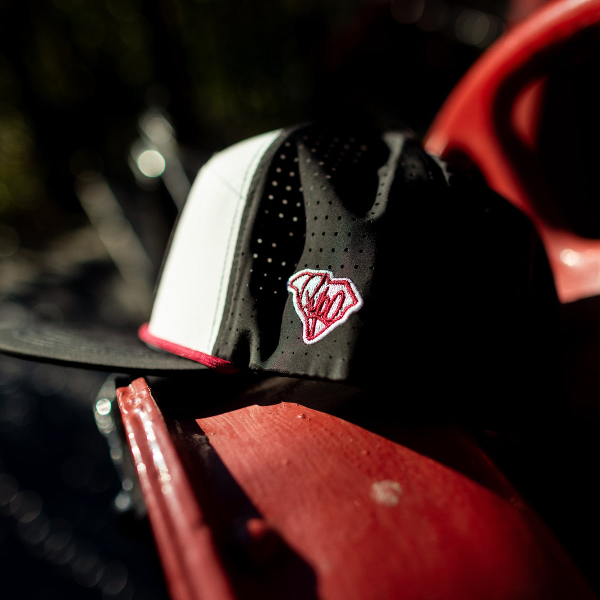 Quick-Dry Garnet State Flag Palmetto Snapback - Black/White