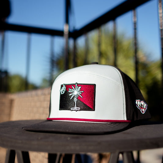 Quick-Dry Garnet State Flag Palmetto Snapback - Black/White