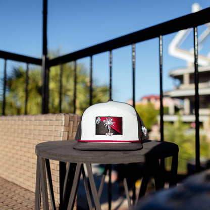 Quick-Dry Garnet State Flag Palmetto Snapback - Black/White