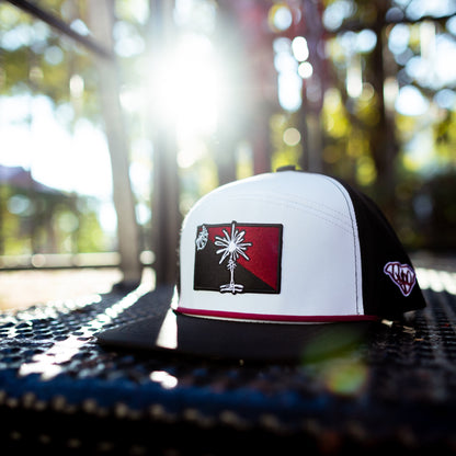 Quick-Dry Garnet State Flag Palmetto Snapback - Black/White