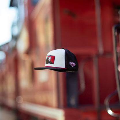 Quick-Dry Garnet State Flag Palmetto Snapback - Black/White