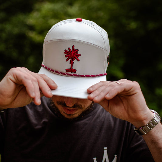 White South Carolina Palmetto Tree Embroidered Snapback