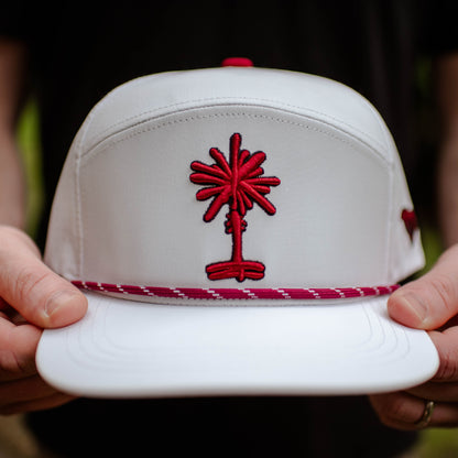 White South Carolina Palmetto Tree Embroidered Snapback