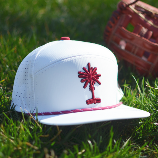 White South Carolina Palmetto Tree Embroidered Snapback
