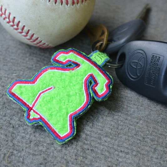 Fuzzy Green Philadelphia Liberty Bell Keychain