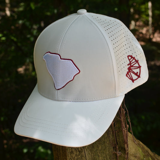 Curved White South Carolina State Embroidered Snapback
