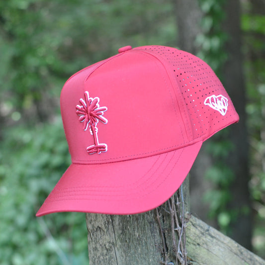 Curved Garnet South Carolina Palmetto Tree Embroidered Snapback