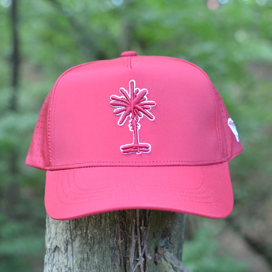 Curved Garnet South Carolina Palmetto Tree Embroidered Snapback