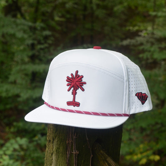 White South Carolina Palmetto Tree Embroidered Snapback