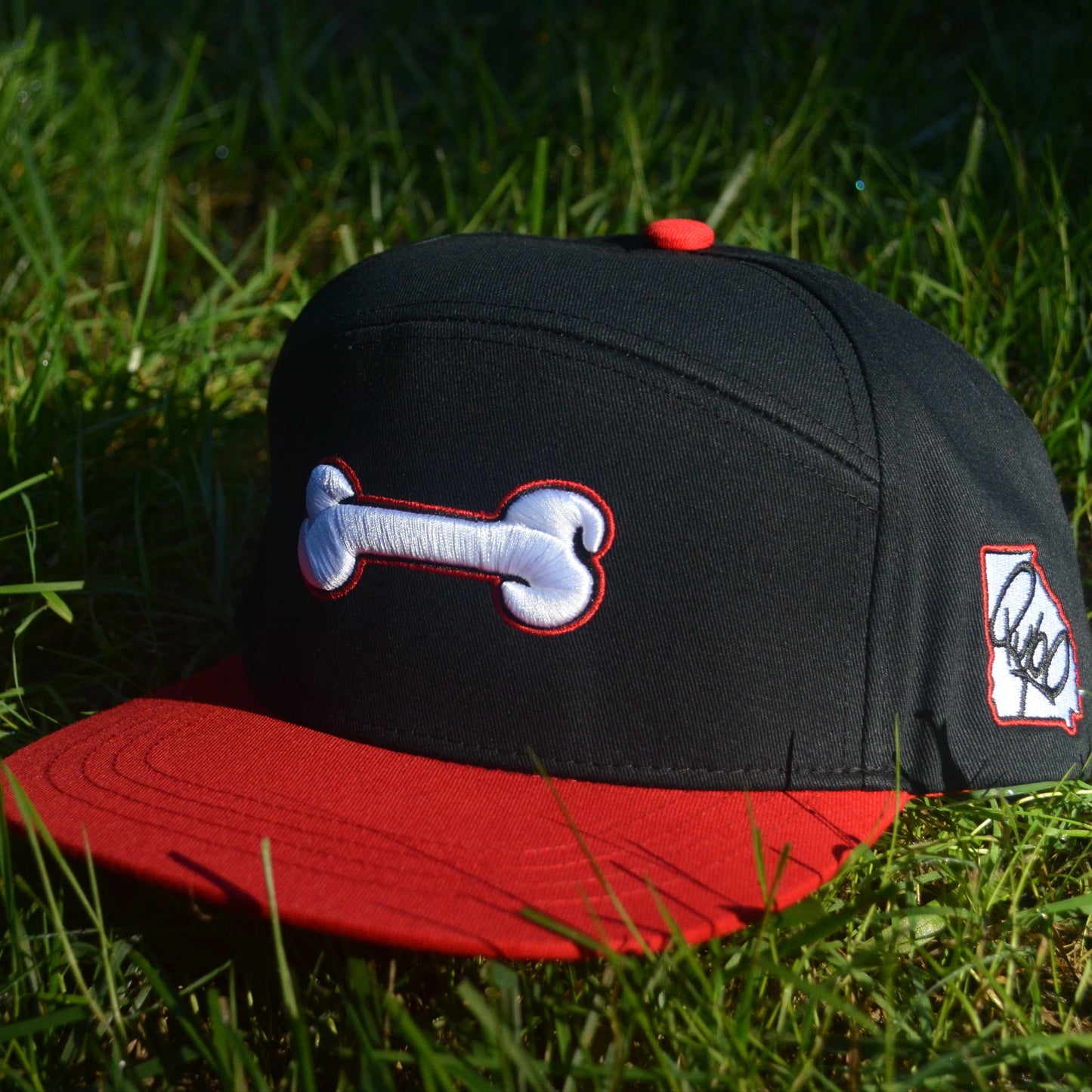 Black Georgia Dog Bone Snapback Hat