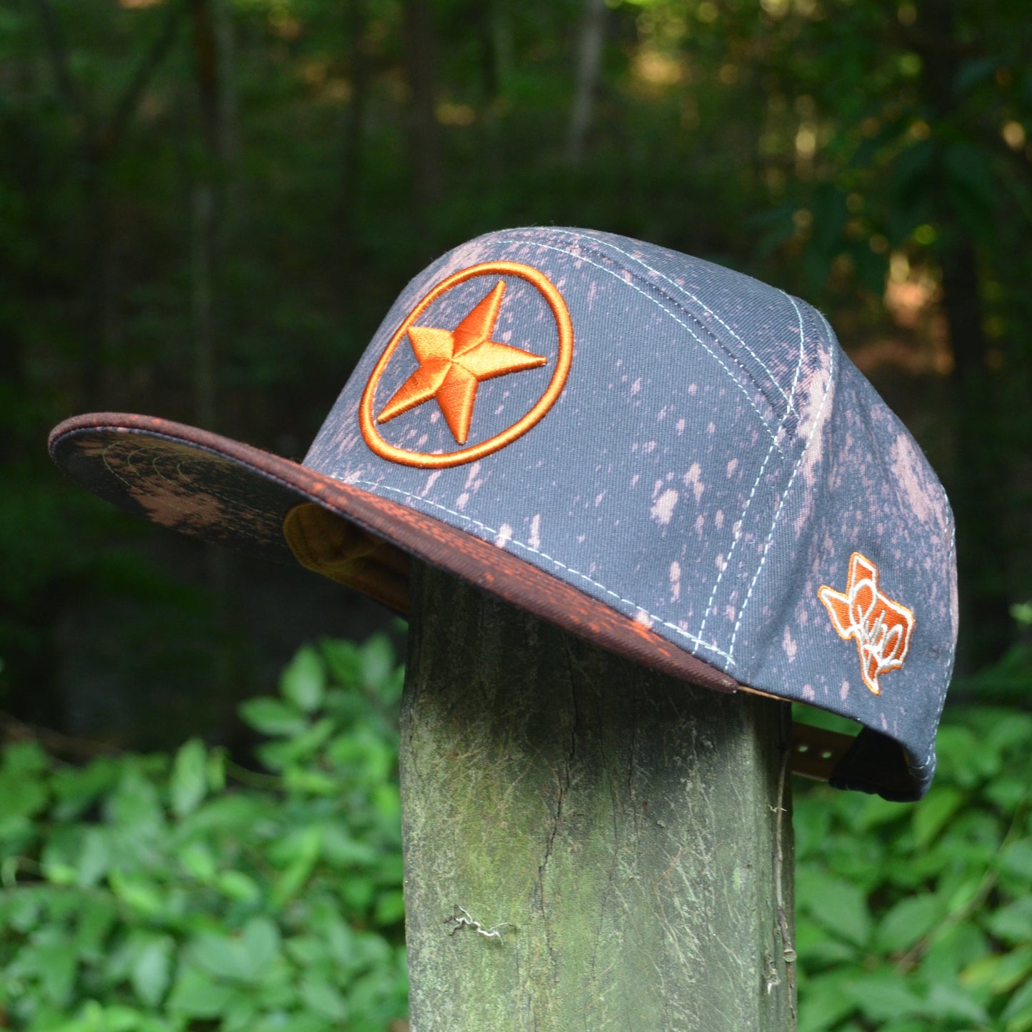 Texas Lone Star Dark Acid Wash Snapback Hat