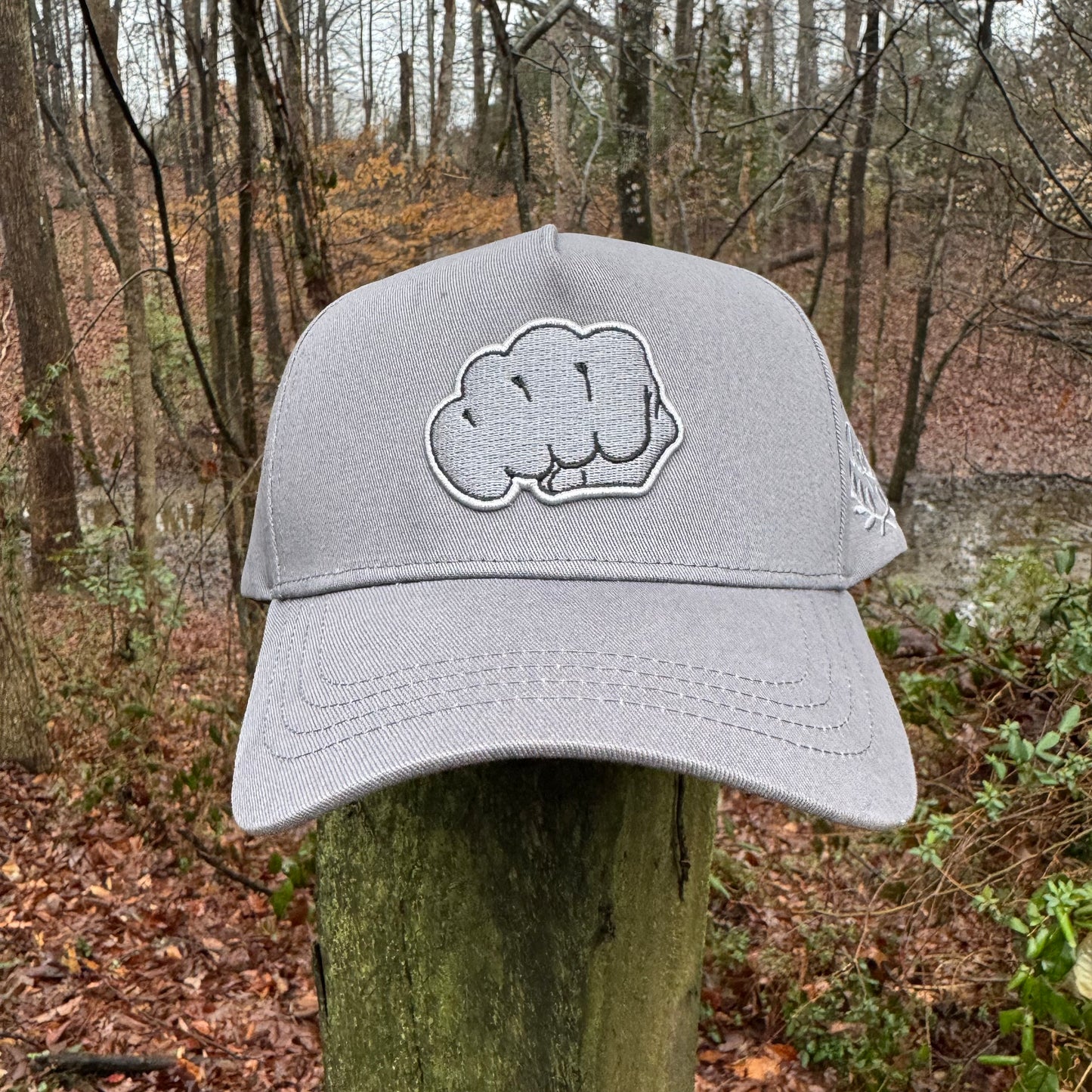 Curved Grey Boxing/MMA Cotton Snapback Hat