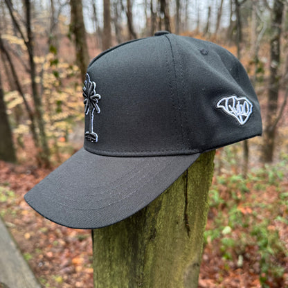 Curved Black South Carolina Palmetto Tree Snapback Hat