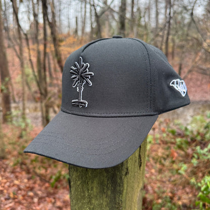 Curved Black South Carolina Palmetto Tree Snapback Hat