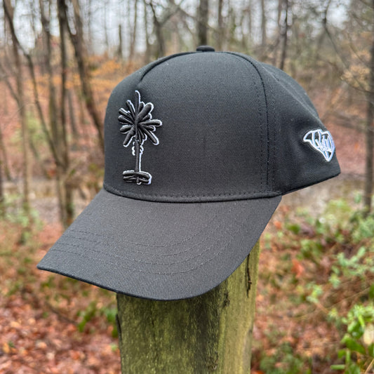 Curved Black South Carolina Palmetto Tree Trucker