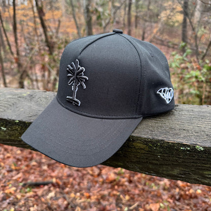 Curved Black South Carolina Palmetto Tree Snapback Hat