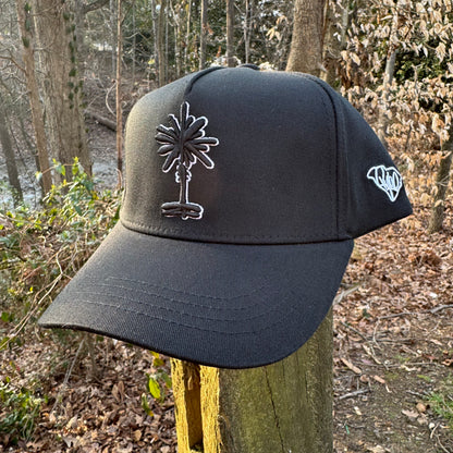 Curved Black South Carolina Palmetto Tree Snapback Hat
