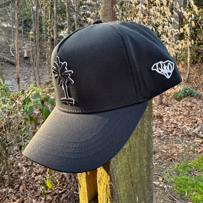Curved Black South Carolina Palmetto Tree Snapback Hat