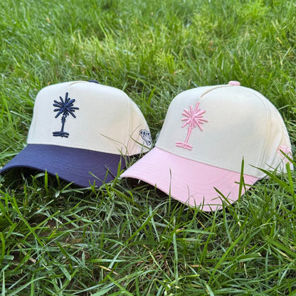 Curved Two-Tone Pink South Carolina Cotton Snapback Hat