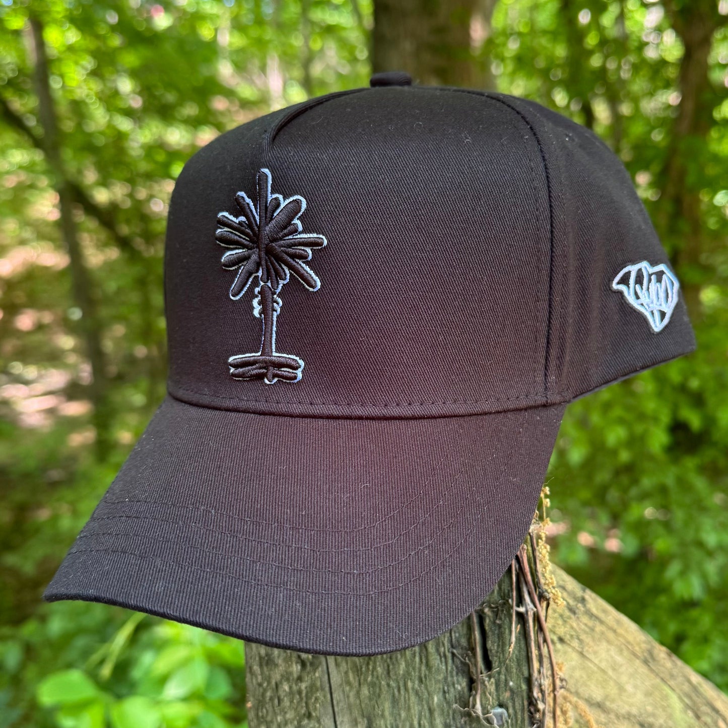 Curved Black South Carolina Palmetto Tree Snapback Hat
