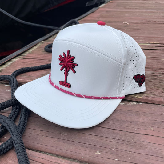 White South Carolina Palmetto Tree Embroidered Snapback