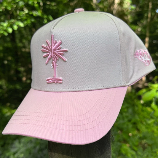 Curved Two-Tone Pink South Carolina Cotton Snapback Hat