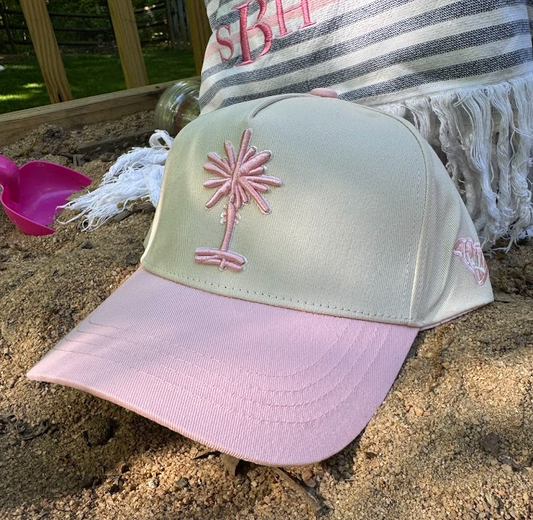 Curved Two-Tone Pink South Carolina Cotton Snapback Hat