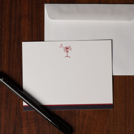 Garnet and Black Flat Palmetto Notecards