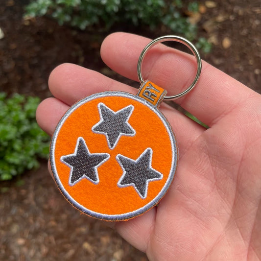 Tennessee Tri-Star State Orange & Grey Keychain